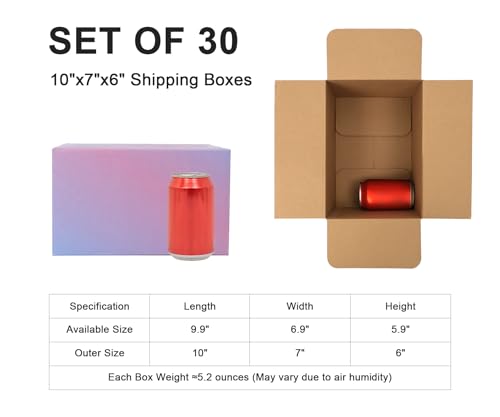 DERZIFUN 10x7x6 Medium Shipping Boxes, 30 Pack Purple Cardboard Mailer Box, Gift Boxes for Packaging Small Business
