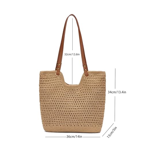 Bototack Crochet Beach Bag for Women - Summer Mesh Beach Tote Bag Boho Woven Purse Shoulder Handbags for Vacation Travel