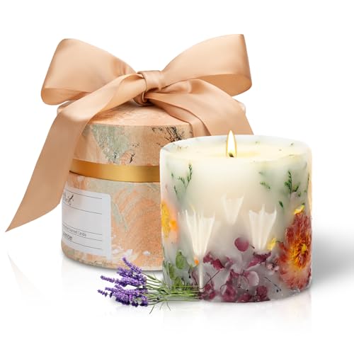 Youkali Scented Candles for Women,Burning Natural Soy Wax candles for home scented,Natural Pillar Candle with Dried Flower...