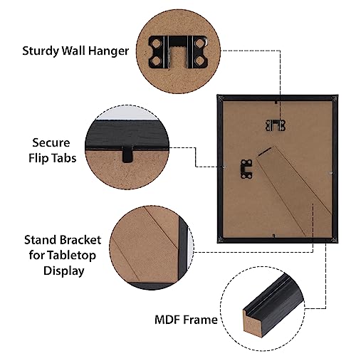 HORLIMER 8x10 Picture Frame Set of 15, Black Picture Frames Display 8 by 10 Photo for Wall or Tabletop