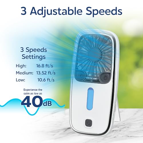 Arctic Air Pocket Small Portable Fan, Powerful, Personal Air Cooler with 3 Adjustable Speeds, 12-Hour Battery Life, Hand F...