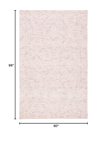 SAFAVIEH Metro Collection Area Rug - 4' Round, Pink & Ivory, Handmade Wool, Ideal for Living Room, Bedroom, Dining Space (...