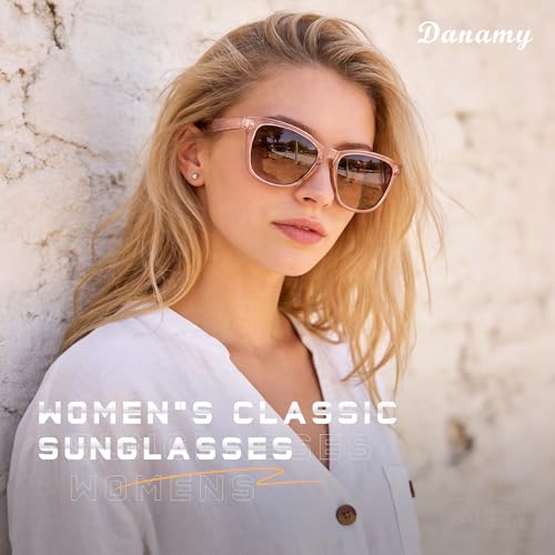 DANAMY Sunglasses Womens Polarized Sunglasses for Women Trendy Designer Mirrored UV400 Protection Sun Glasses
