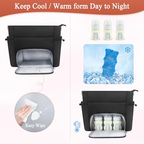 Wearable Breast Pump Bag for Working Mom, Breastmilk Cooler Tote Bag with Insulated Compartment, Breast Pump Bag with Ice ...