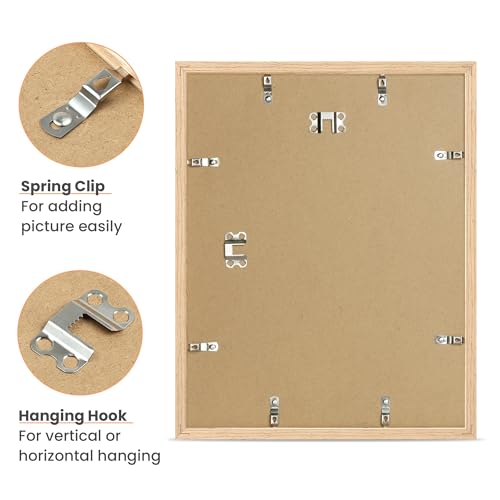 upsimples 11x14 Picture Frame, Natural Solid Wooden Picture Frames, Display 8x10 with Mat or 11 x 14 Without, Vertical or ...