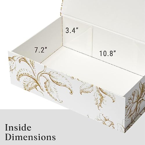 Sorarto Luxury Keepsake Gift Box 3-Pack | Gold Floral Decorative Boxes with Magnetic Lids for Presents, Wedding Memory Bo...