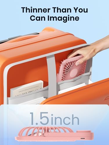 TOPK 2 Pack 5000mAh Portable Desk Fan, Ultra-Thin Rechargeable Battery Operated Fan with Digital Display, Quiet 4-Speed Sm...