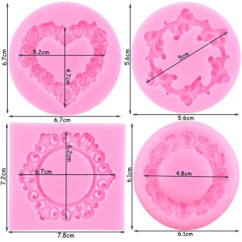 ZiXiang Photo Frame Fondant Mold Baroque Style Picture Frames Silicone Mold Rose Wreath Fondant Molds For Cake Decorating ...
