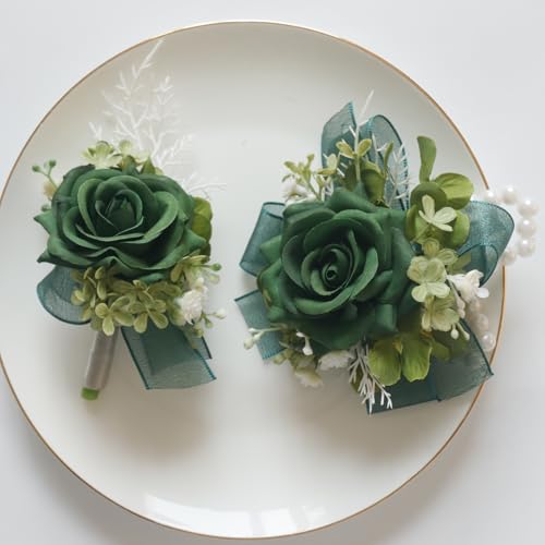 MAFELOE Corsage and Boutonniere Set for Wedding Prom Party Homecoming Celebration Artificial Flower Accessories Suit Decor...