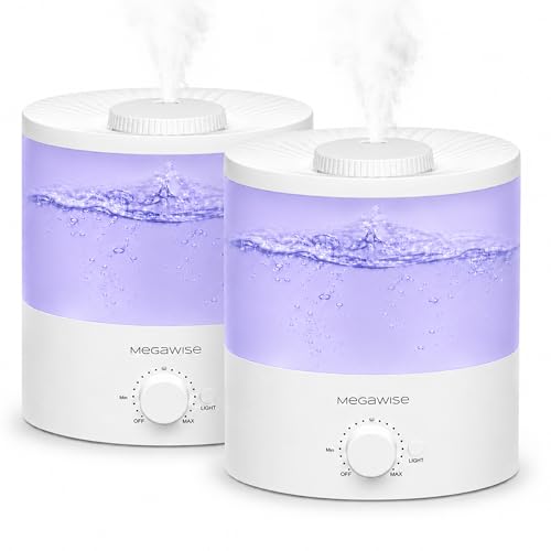 MegaWise Cool Mist Humidifiers for Babies, Bedroom, Nursery, Home and Office | Super Quiet Ultrasonic Vaporizer, Large To...