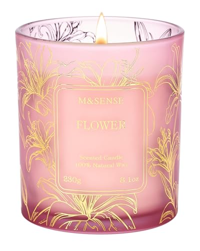 M&SENSE Floral Scented Soy Candles-Vegan, Heavy Scented, No Toxin 8.1oz 42-Hour Long Burning Time, Spring Summer Candles f...