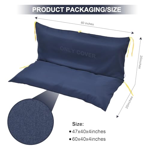 Three Seat Swing Replacement Cushions Only Cover, Anti-Slip Tie Rope Design Bench Cushions Cover for Outdoor Furniture, Zi...