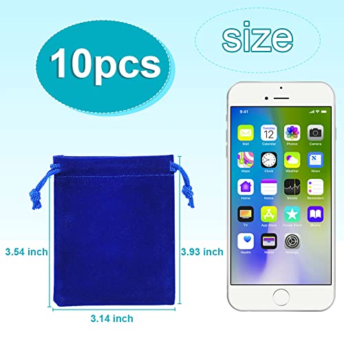 Shintop 10pcs Velvet Drawstring Bags Wedding Gift Bags Velvet Cloth Jewelry Pouches (Blue)