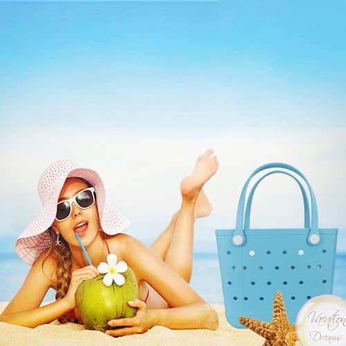 CLLTIV Rubber Beach Bag, Waterproof Travel Bags Washable Open Tote Bags for Beach（Small&Medium&Large& XL Beach Tote）