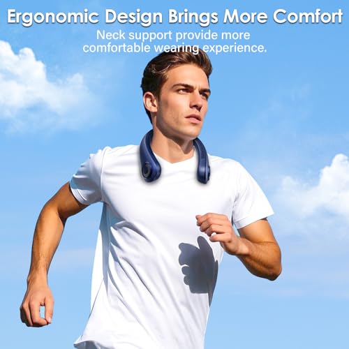 AUIIAH Portable Lightweight Neck Fan with Neck Support, Birthday Gifts for Men Women Dad Mom, Rechargeable Personal Wearab...