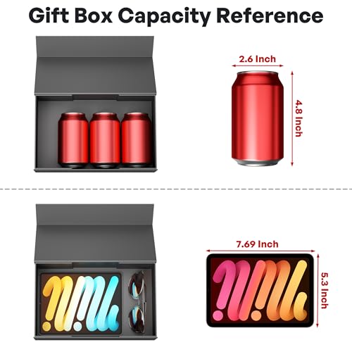 RYDDOY 5 Pack Black Gift Box, 9.5x6x3'' Gift boxes for Presents with Lids Magnetic Closure Rectangle Collapsible for Groom...