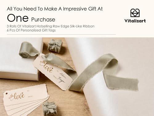 Vitalizart White Wrapping Paper Set 17" Pearly-Lustre With Silk Like Satin Ribbon & Gift Tags Recyclable Christmas Gift Wr...
