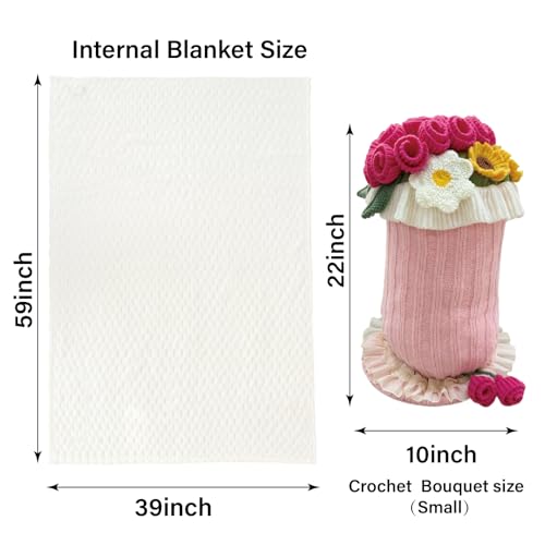 SoffMoiis 2-in-1 Crochet Flower Bouquet Throw Pillow with Blanket, Pillow Cover Holds a Soft White Blanket for Couch, Roma...