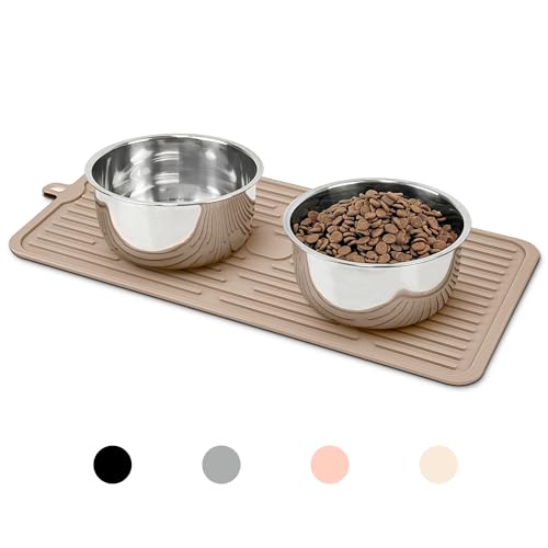 Ptlom Pet Placemat for Dog and Cat, Anti-Slip Waterproof Dogs Feeding Mat Prevent Food and Water Overflow, Bowl Mats Suita...