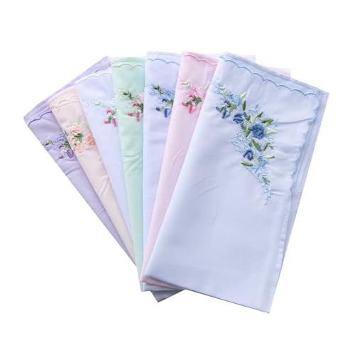 La closure Vintage Floral Cotton Embroidered Ladies Handkerchiefs Pack