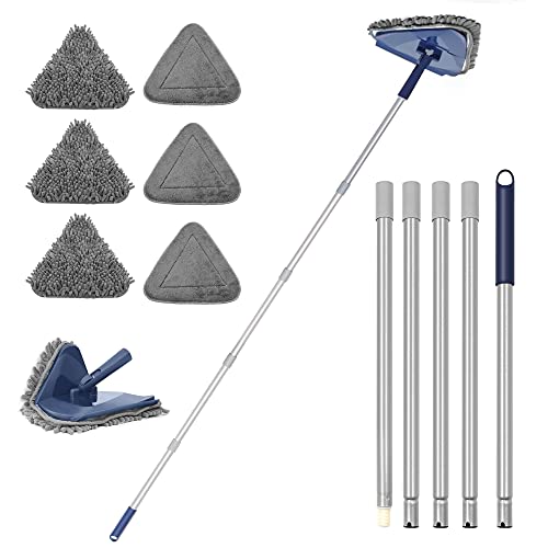 JEHONN Wall Cleaner Mop with Long Handle 82 Inches, 3-in-1 Ceiling Cleaning Tool Duster with 6 Replacement Microfiber Chen...