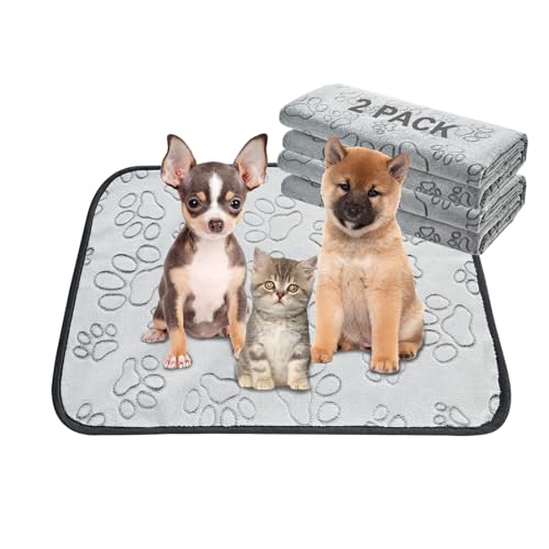 Qeils Reusable Puppy Pads, 2 Pack Washable Pee Pads for Dogs, Waterproof Non Slip Wee Wee pad, Absorbent and Leakproof Tra...