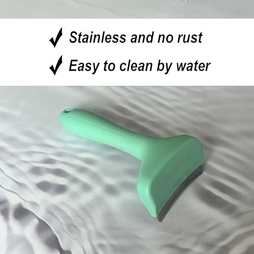 FurorMeow Pet Deshedding Tool with Curve Blade, Cat Grooming Brush, Tight V-shaped Teeth Shedding Comb for Cats and Dogs (...