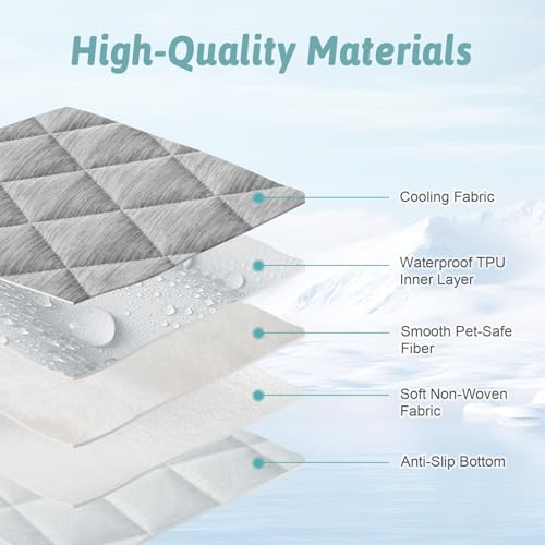 COZY KISS Dog Cooling Mat 68"x82" Q-Max>0.4, Waterproof Pet Cooling Pad, Leakproof & Non-Slip Dog Bed Cover, Washable Furn...