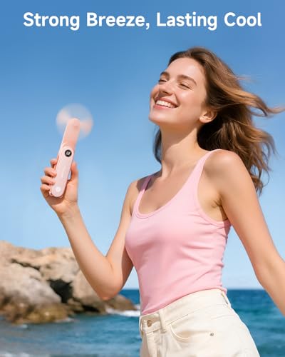 SWEETFULL Portable Handheld Mini Fan with LED Display, 3-in-1 Personal Foldable USB Rechargeable Hand Held Fan & Flashligh...