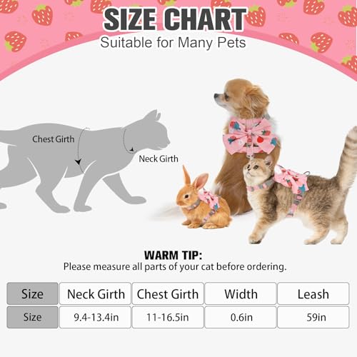 PAWCHIE Cat Harness and Leash Set Escape Proof with Bow Knot, Adjustable Kitten Vest Harness for Outdoor Indoor Use, Light...