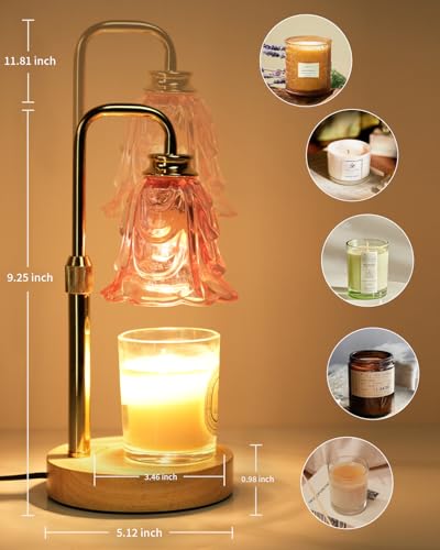 SupBri Pink Candle Warmer Lamp with Timer, Dimmable Flower Candle Warmer, Mothers Day Birthday Gift for Women Her Mom, Hou...