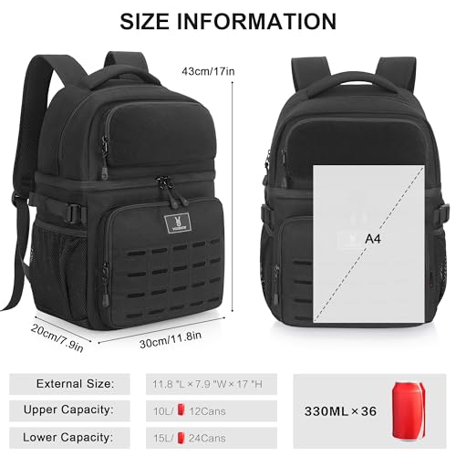 VS VOGSHOW Insulated Double Deck Cooler Backpack for Men Women, 36 Cans Large Leakproof Cooler Bag for Camping, Hiking, Pi...