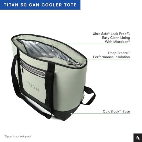 Titan by Arctic Zone Soft Sided Cooler Tote, Insulated Bag with Handle, Shoulder Strap, and Zipper for Lunch, Picnic, and ...