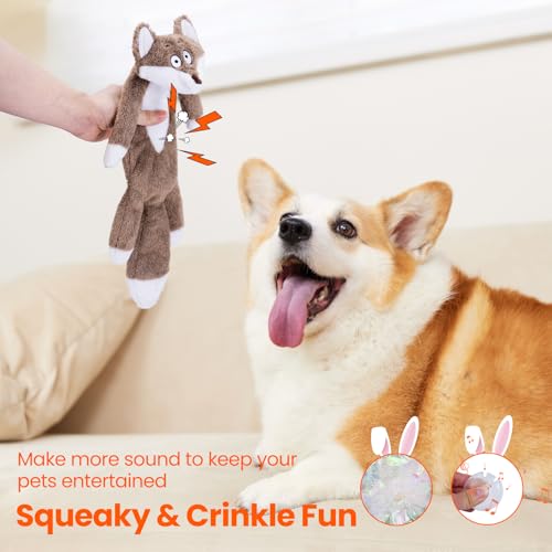HGB No Stuffing Dog Toys for Aggressive Chewers, Squeaky Crinkle Plush Dog Toys to Keep Them Busy & Puppy Teething for Sma...