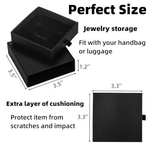 WRINGKIT 24 Pack Jewelry Gift Boxes, 3.5x3.5x1.2 Inch Cardboard Jewelry Packaging Box with Lid, Small Storage Display Case...