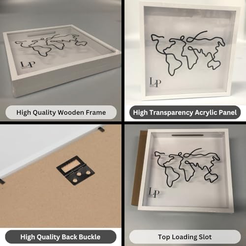 Legend - Travel Adventure Archive Shadow Box with Slot on Top | Travel Shadow Box Frame to Store Memories, Photos, Currenc...