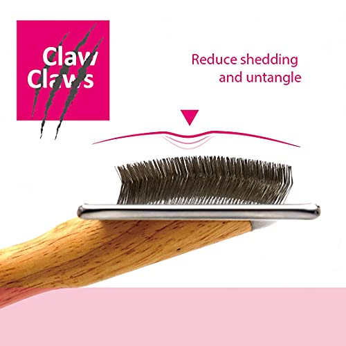 Claw Claws Pet Slicker Brush for Large Dogs, Wooden Handle with Stainless Steel Soft Pins, Gently Remove Tangled, Loose Un...