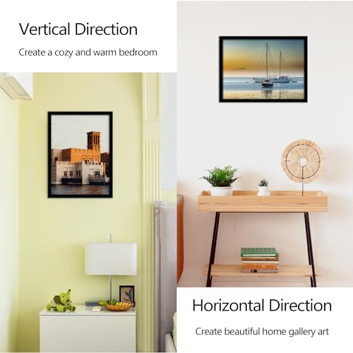 Fisnish 12x16 Picture Frame 5 Pack, Classic Black Poster Frame for Horizontal or Vertical Wall Mounting