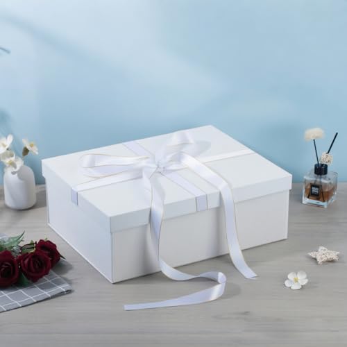 Rinrda Extra Large Gift Box 16.5x13x5.5 inches,White Gift Boxes with Lids for Presents,Perfect for Birthday,Valentine's Da...