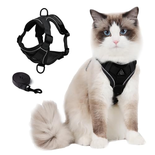 Skmeditec Cat Harness and Leash Set: Upgraded Escape Proof Vest with Lead for Large Cat Small Dog Puppy Walking, Soft Jack...