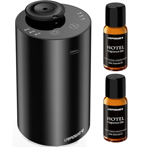 URPOWER Waterless Essential Oil Diffuser: No Water Needed Battery Operated Scent Diffuser - 2 * 20ML Hotel Fragrance Essen...