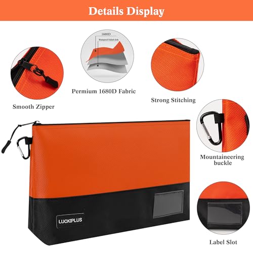 LUCKIPLUS Canvas Tool Pouches Small Tool Bags with Zipper & Carabiner Clip Heavy Duty Zippered Tool Pouch Organizer Multip...