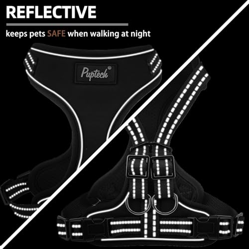 PUPTECK Dog Harness and Leash Set Small Sized, Adjustable Reflective Escape Proof Puppy Vest, No Pull Walking Harness Easy...