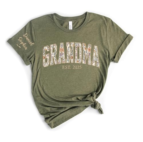 Personalized Floral Embroidered Applique Grandma Sweatshirt For Women, Custom Grandma Gifts from Grandkids, Mimi Sweater, ...
