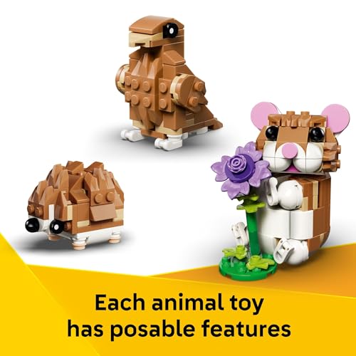 LEGO Creator 3 in 1 Cute Hamster with a Flower Building Toy for Girls & Boys, Ages 7+ - Kids Build a Hamster, Hedgehog or ...