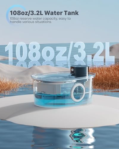 Wireless Cat Water Fountain: Battery Operated Stainless Steel Pet Fountain, Automatic Cordless Water Dispenser Indoor, Met...