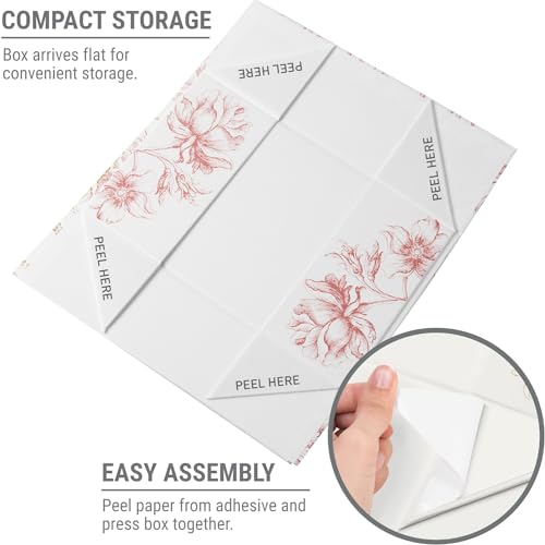 Sorarto Luxury Keepsake Gift Box 3-Pack | Pink Floral Decorative Boxes with Magnetic Lids for Presents, Wedding Memory Bo...