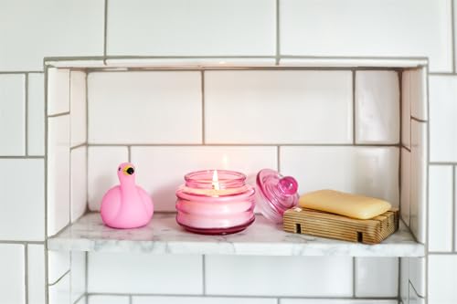 Paddywax Scented Candles Beam Glass Jar Candle with Lid Luxury Artisan, 3-Ounce, Fuchsia Pink - Desert Peach