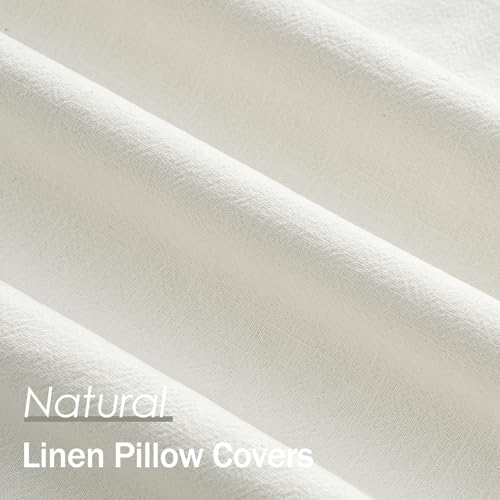 ANRODUO Pack of 2 Decorative Linen Pillow Covers Cream White Neutral Farmhouse Boho Soild Cushion Case Soft Accent Pillowc...