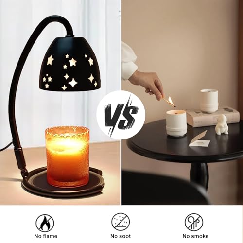KEBEN Candle Warmer Lamp, Electric Candle Lamp Warmer, Metal Foldable Wax Melting Warmer for Jar Candles with 2 Bulbs, Mot...